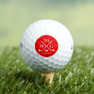 Golf Monogram Red 40th 50th 60 Birthday Balls