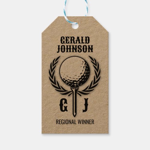 Golf Monogram with Wreath Design Gift Tags