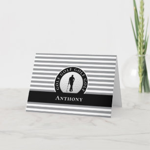 Golf Monogrammed For Him Golfer Gray Black Custom Note Card