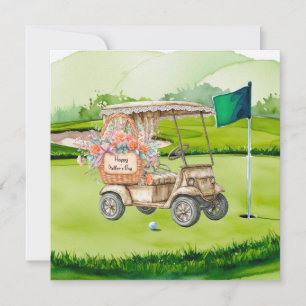 Golf Mother's Day flower basket on golf cart Card
