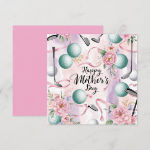 Golf Mother's Day with ball and flowers for Mom Holiday Card