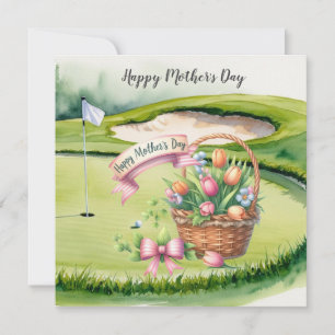 Golf Mother's Day with flower baskets on green Card