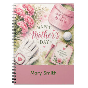 Golf Mother's Day with Golf Ball and flowers Notebook