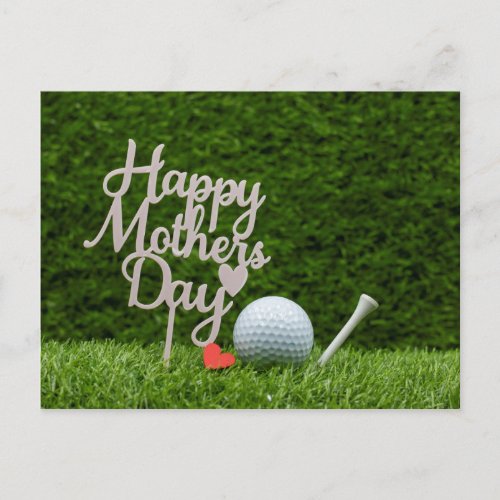 Golf Mothers  Day with golf ball  and red heart Postcard