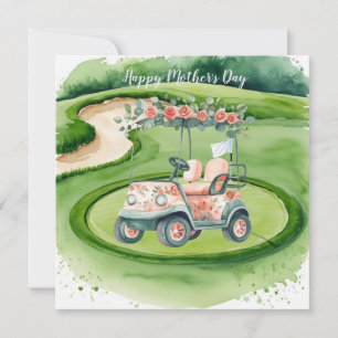 Golf Mother's Day with Golf Cart and Flowers Card
