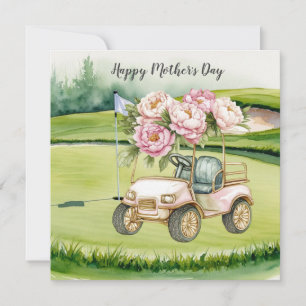Golf Mother's Day with Golf Cart and Flowers Card