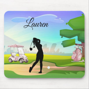 Golf Mousepad with Golfer Swinging