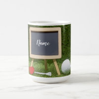 Golf mug for golfer with golf ball and tee