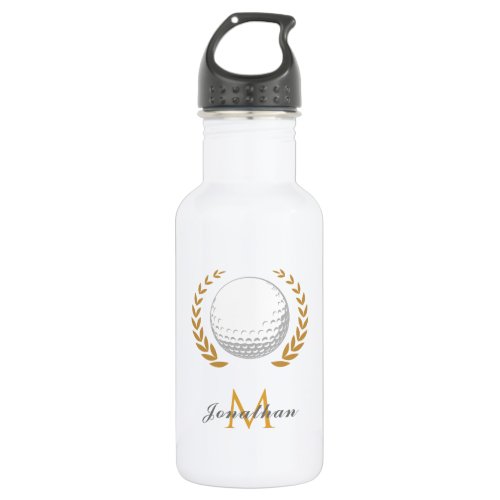 Golf Name  Initial Monogrammed Father Golfer Ball Stainless Steel Water Bottle