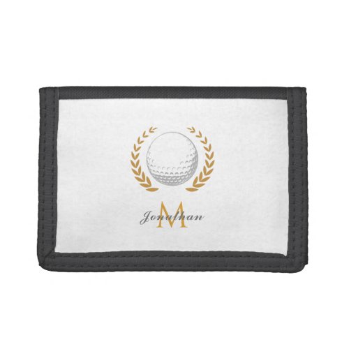 Golf Name  Initial Monogrammed Father Golfer Ball Trifold Wallet