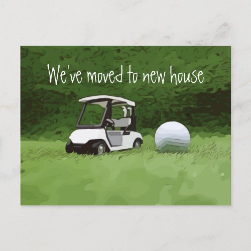 Golf New Home Move house golf  ball and golf cart Holiday Postcard