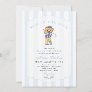 Golf new to the club blue baby boy shower invitation