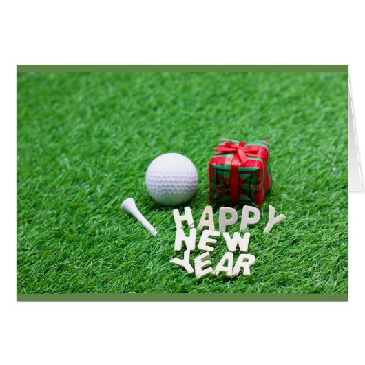 Golf New year with letters and ball on green grass (Front Horizontal)