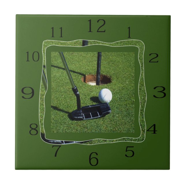 Golf Oclock Time, Ceramic Tile (Front)