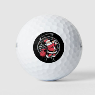 Golf Oh Christmas Santa Claus Vintage Golfer Golfi Balls