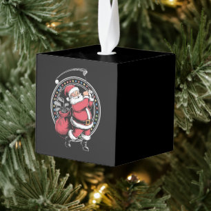 Golf Oh Christmas Santa Claus Vintage Golfer Golfi Cube Ornament