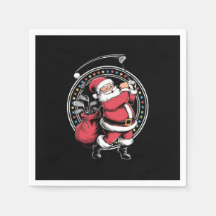 Golf Oh Christmas Santa Claus Vintage Golfer Golfi Napkins