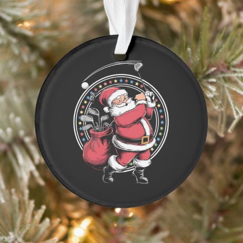 Golf Oh Christmas Santa Claus Vintage Golfer Golfi Ornament
