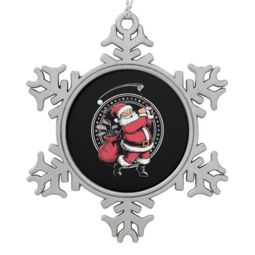 Golf Oh Christmas Santa Claus Vintage Golfer Golfi Snowflake Pewter Christmas Ornament