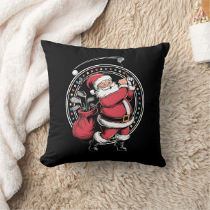 Golf Oh Christmas Santa Claus Vintage Golfer Golfi Throw Pillow