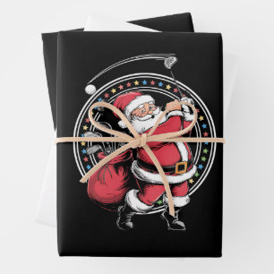 Golf Oh Christmas Santa Claus Vintage Golfer Golfi Wrapping Paper Sheets