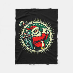 Golf Oh Christmas Tee Santa Claus Vintage Golfer G Fleece Blanket