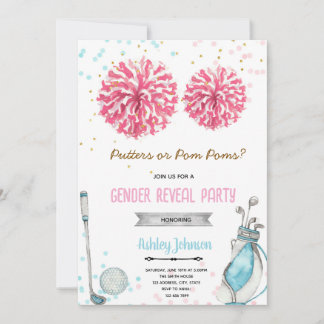 Golf or pom pom gender reveal invitation