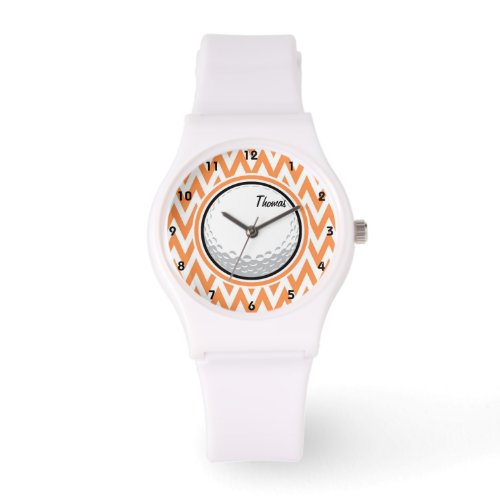 Golf Orange and White Chevron Watch