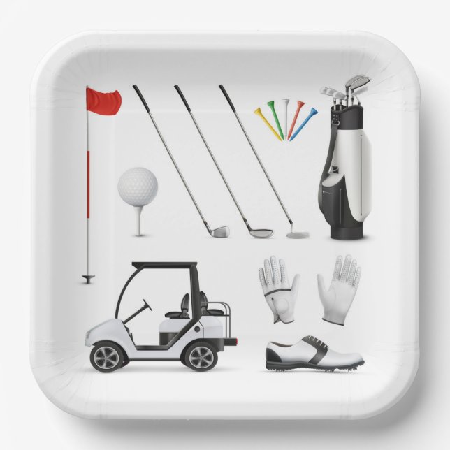 Golf Paper Plates, Golf Course Theme Tableware Plates (Front)