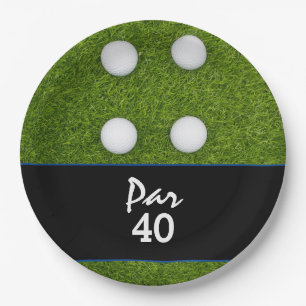 Golf Par 40th Birthday Anniversary on green Paper Plates