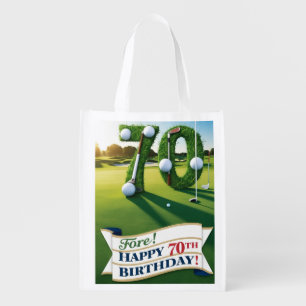 Golf Par 70 or golfer 70th Birthday Grocery Bag