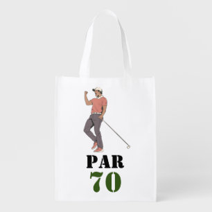 Golf Par 70 or golfer 70th Birthday  Grocery Bag