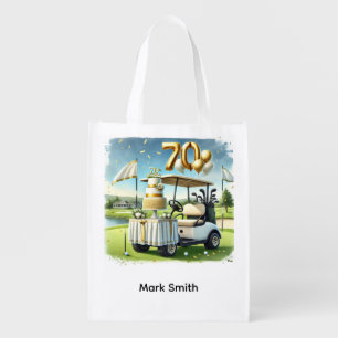 Golf Par 70 or golfer 70th Birthday Grocery Bag