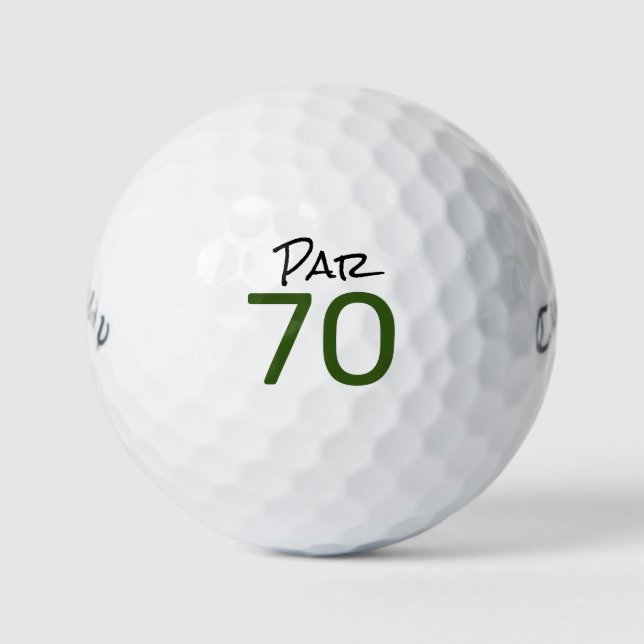 Golf Par 70 word for golfer 70th Birthday Balls (Front)