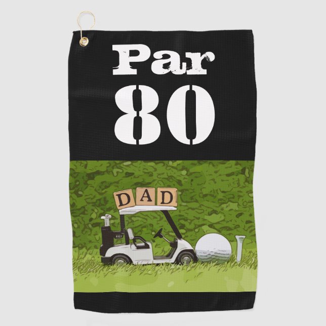 Golf Par 80th eighty years old golfer birthday dad Towel (Front)