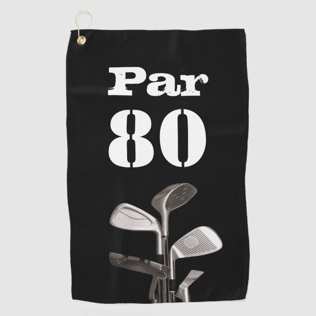 Golf Par 80th eighty years old golfer birthday Towel (Front)