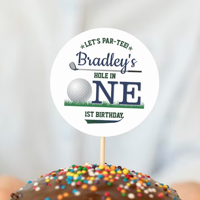Golf PAR-TEE 1st Birthday Classic Round Sticker (Creator Uploaded)