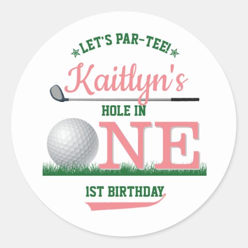Golf PAR_TEE 1st Birthday Classic Round Sticker