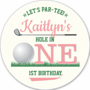 Golf PAR-TEE 1st Birthday Large 8" Sticker