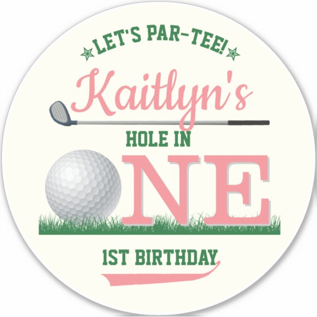 Golf PAR-TEE 1st Birthday Large 8" Sticker (Front)