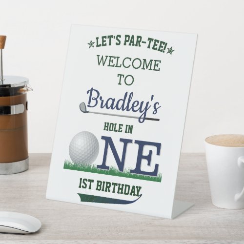 Golf PAR_TEE 1st Birthday Welcome Pedestal Sign