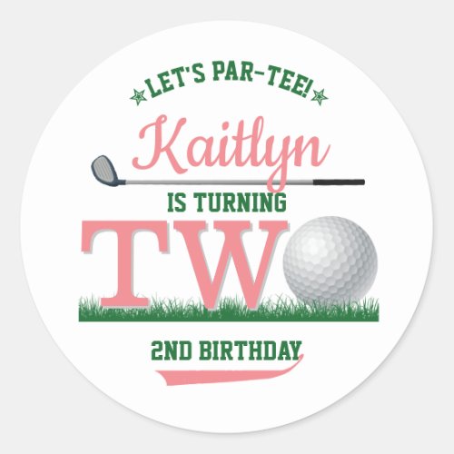 Golf PAR_TEE 2nd Birthday Classic Round Sticker