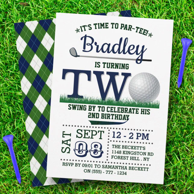 Golf PAR-TEE 2nd Birthday Invitation | Zazzle