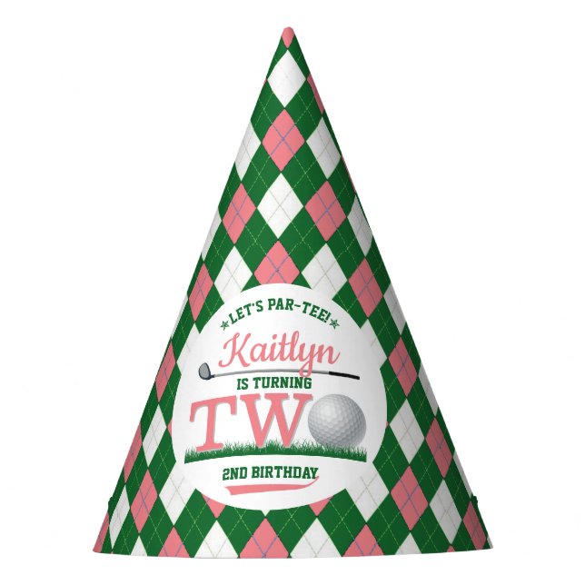Golf PAR-TEE 2nd Birthday Party Hat (Front)