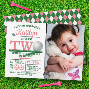 Golf PAR-TEE 2nd Birthday Photo Invitation