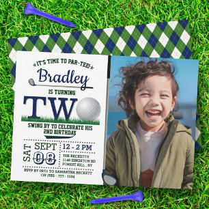 Golf PAR-TEE 2nd Birthday Photo Invitation