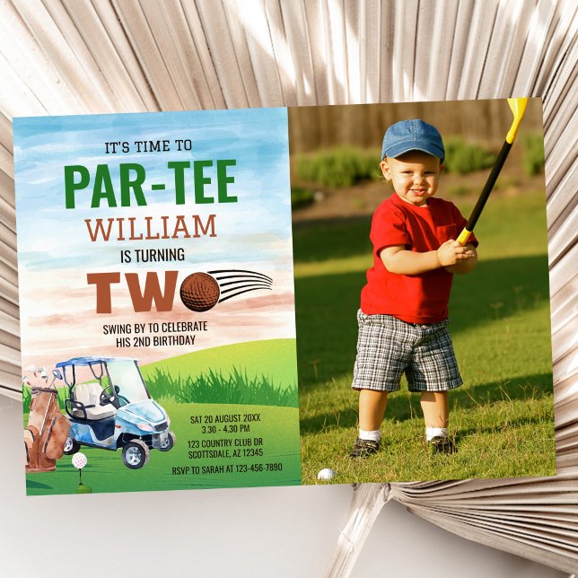 Golf PAR-TEE 2nd Birthday Photo Invitation (Creator Uploaded)