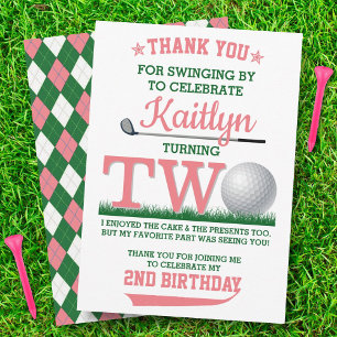 Golf PAR-TEE 2nd Birthday Thank You Card
