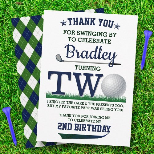 Golf PAR_TEE 2nd Birthday Thank You Card