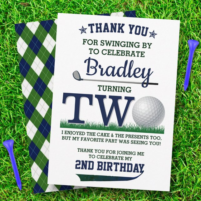 Golf PAR-TEE 2nd Birthday Thank You Card (Creator Uploaded)